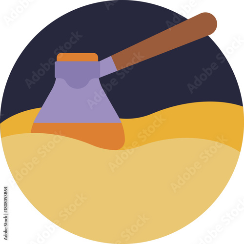 A traditional long-handled pot used for brewing Moroccan-style coffee.