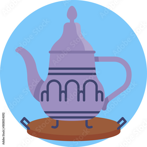 Traditional Moroccan teapot, often used for serving mint tea.