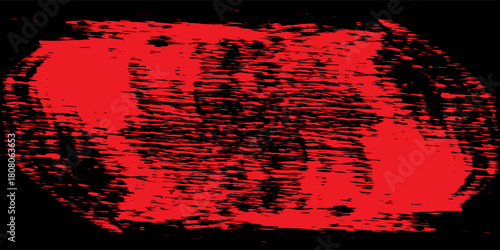 Grungy Halloween red and black background. Creepy spooky vector hand drawn ink banner bg. Punk sponge stamps, splatter sprinkles texture. Grunge paint stroke design. Horizontal Halloween frame border