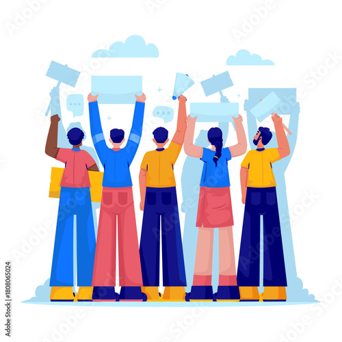 Democratic Expression and Public Protest Vector Illustration