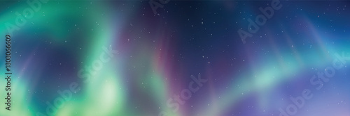 Polar lights, aurora borealis, starry sky, northern landscapes, vector illustration