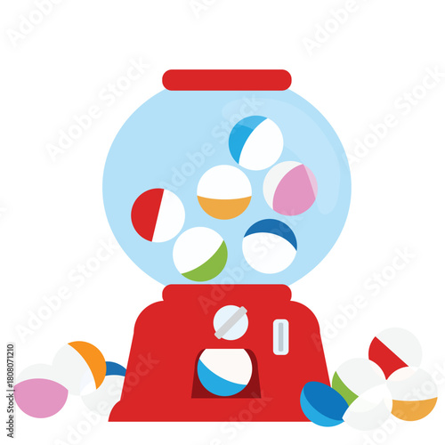 円形のガチャガチャの機械イラスト