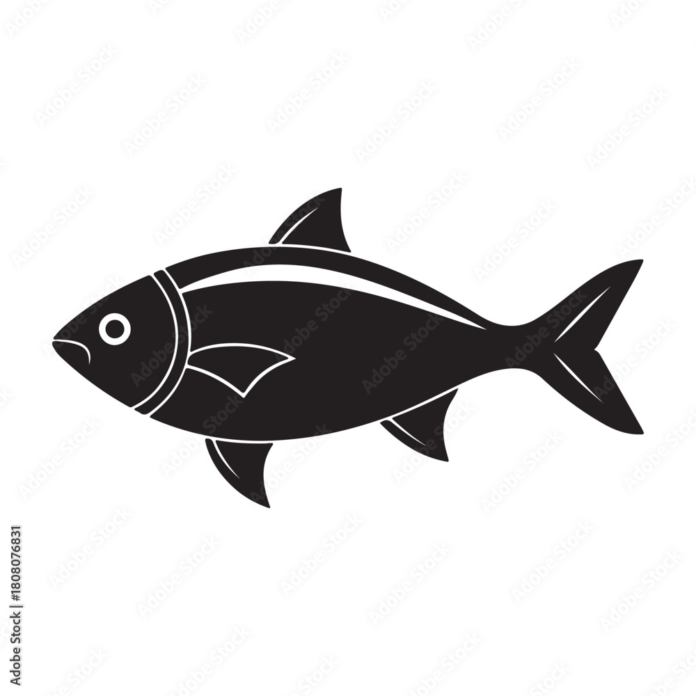 Fototapeta premium Hilsa silhouette black vector icon