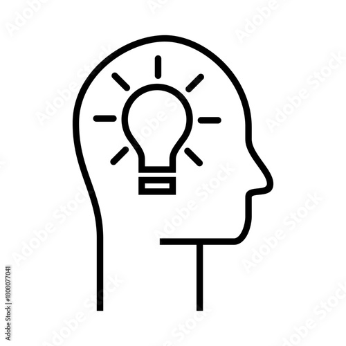Creative Thinking Concept With Human Head Icon symbolizing ideas, creativity, innovation, intelligence, and problem solving concepts.