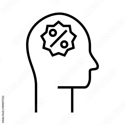 Human Head Outline with Percentage Badge Icon Inside