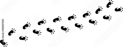 Lizard footprint trail silhouette, reptile track pattern vector, wildlife mark design, animal path illustration, black minimal reptile footprint graphic