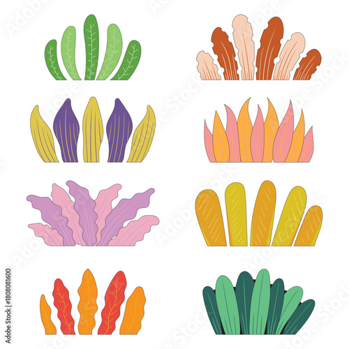 Grass Collection Cartoon Icon Illustration