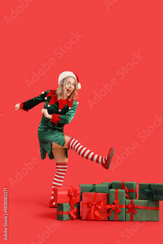 Happy young woman dressed a...