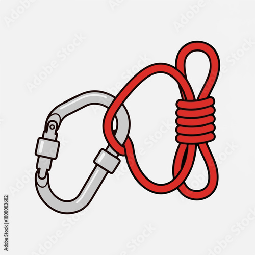 Carabiner and Rope Knot Safety Equipment for Outdoor Adventures