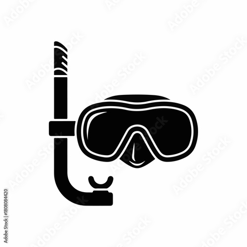 Snorkel mask and tube for underwater diving and swimming activities icon