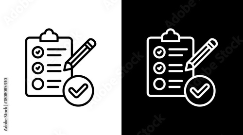 Learning Test Outline White Icon Set Design