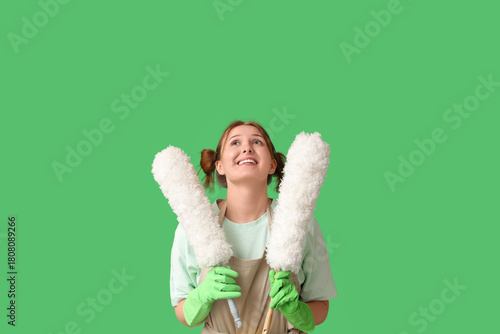 Young woman with pp-dusters...