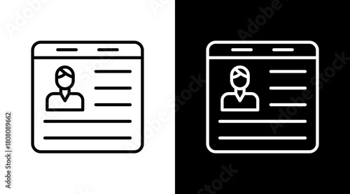 User Persona Outline White Icon Set Design