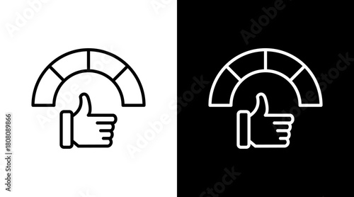 Satisfaction Score Outline White Icon Set Design