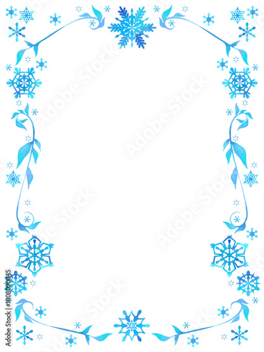 シンプルで美しい、雪の花のフレーム型装飾