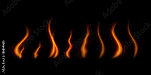 Realistic blazing fire flame on dark black background showcasing hot burning energy bright glowing sparks intense heat for dramatic visual effects artwork