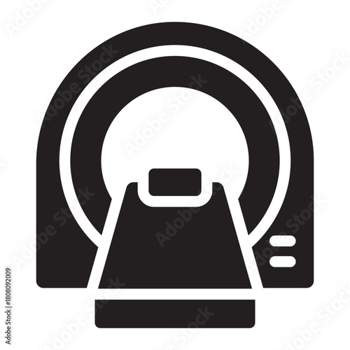MRI glyph icon. Scanner for body imaging. In hospital diagnostics