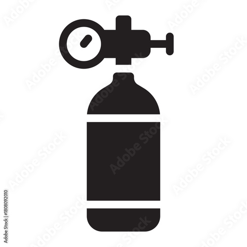 Oxygen Tank glyph icon. Tank with valve. Supplies air for breathing in hospitals