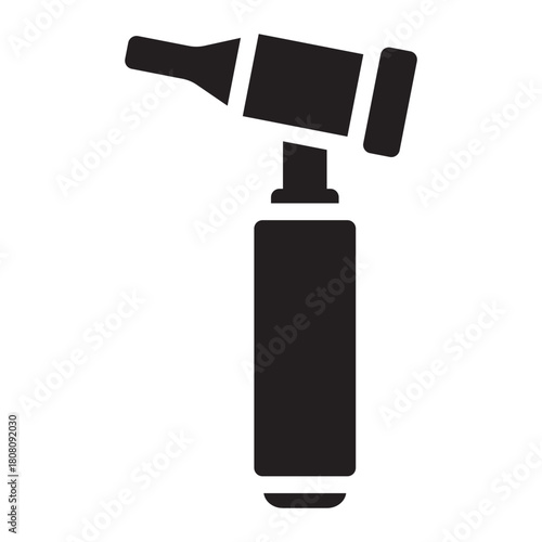 Otoscope glyph icon. Exam tool to check ear. Common in clinic and ENT exam