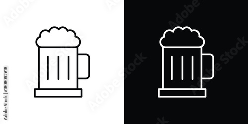 Beer mug icon thin line outline concept. Linear style icon. Editable stroke. Vector