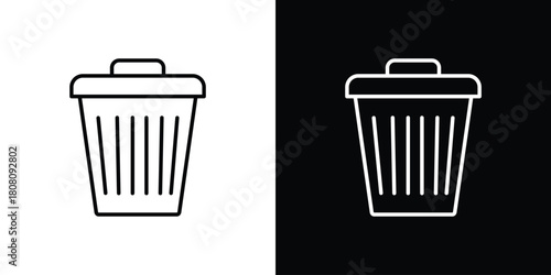 Bin icon thin line outline concept. Linear style icon. Editable stroke. Vector
