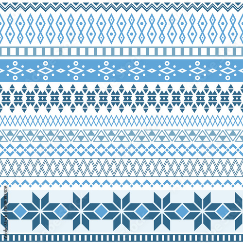 Seamless geometric pattern in Scandinavian geometric style, set of minimalistic vector borders