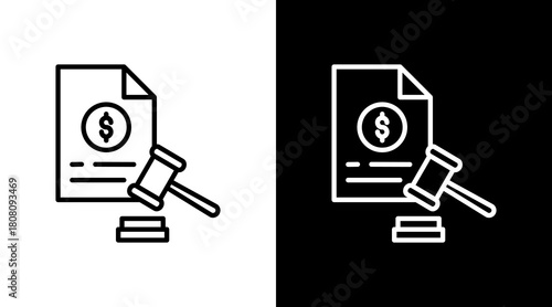 Bid Document Outline White Icon Set Design
