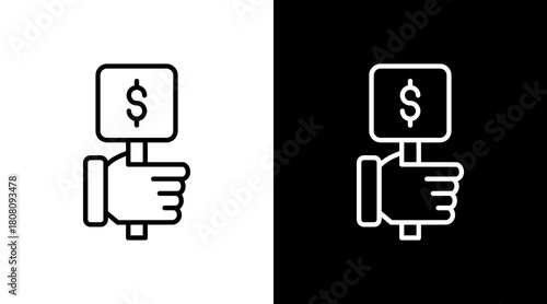 Open Bidding Outline White Icon Set Design