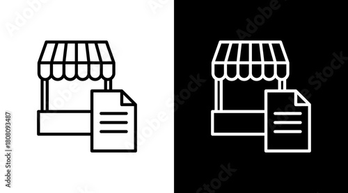 Vendor List Outline White Icon Set Design