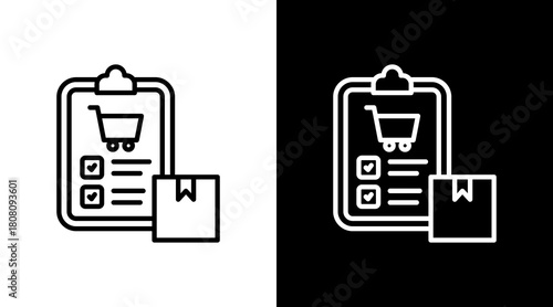 Purchase Order Outline White Icon Set Design