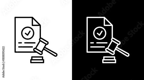 Bidding Result Outline White Icon Set Design