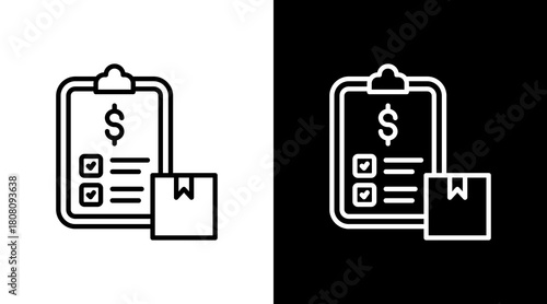 Price List Outline White Icon Set Design