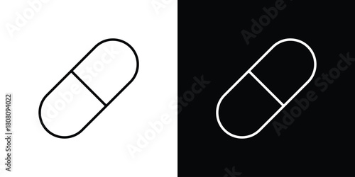 Capsule icon thin line outline concept. Linear style icon. Editable stroke. Vector