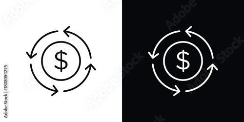 Cash flow icon thin line outline concept. Linear style icon. Editable stroke. Vector