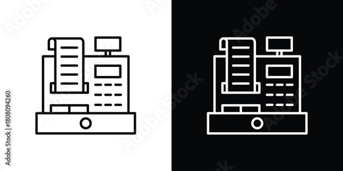 Cash register icon thin line outline concept. Linear style icon. Editable stroke. Vector