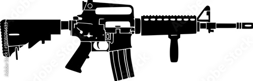 Black Silhouette of a Rifle on a White Background Image
