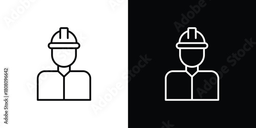 Construction worker icon thin line outline concept. Linear style icon. Editable stroke. Vector