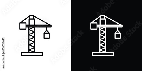 Construction crane icon thin line outline concept. Linear style icon. Editable stroke. Vector
