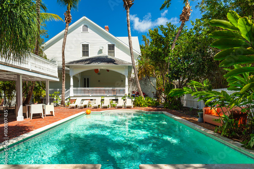 Historic Victorian style wooden home in Key West, Florida