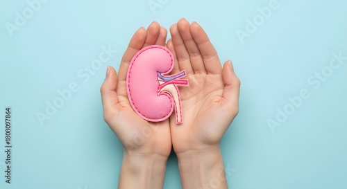 World Kidney Day Delicate Hands Gently Cup a Soft, Padded Kidney Representation, Symbolizing Health and Care