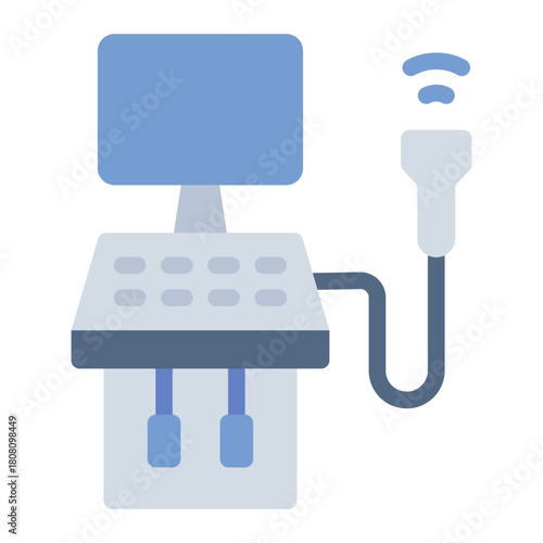 Ultrasound machine flat icon. Imaging tool. Scans internal body in diagnosis