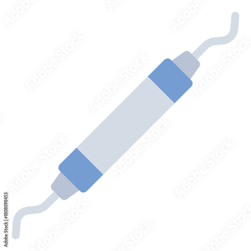 Periodontal scaler flat icon. Removes plaque on teeth. Used in dental cleaning