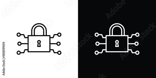 Encryption icon thin line outline concept. Linear style icon. Editable stroke. Vector