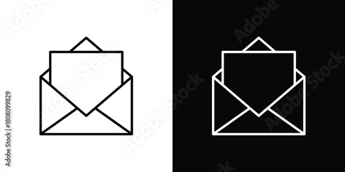 Envelope open icon thin line outline concept. Linear style icon. Editable stroke. Vector