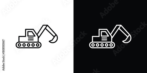 Excavator icon thin line outline concept. Linear style icon. Editable stroke. Vector