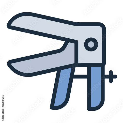 Vaginal speculum filled line icon. Opens vaginal canal. Used in gynecological exams