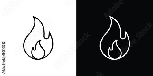 Fire icon thin line outline concept. Linear style icon. Editable stroke. Vector