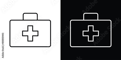 First aid kit icon thin line outline concept. Linear style icon. Editable stroke. Vector