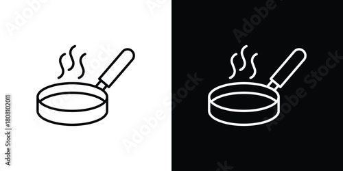 Frying pan icon thin line outline concept. Linear style icon. Editable stroke. Vector