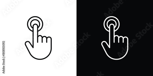 Hand click icon thin line outline concept. Linear style icon. Editable stroke. Vector